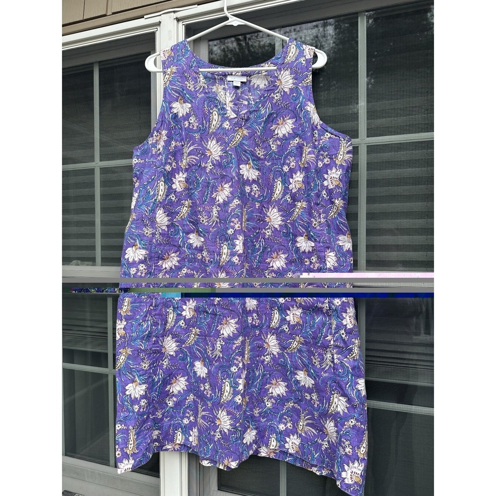 J. Jill Love Linen Women's Sleeveless Floral Dress Size Large